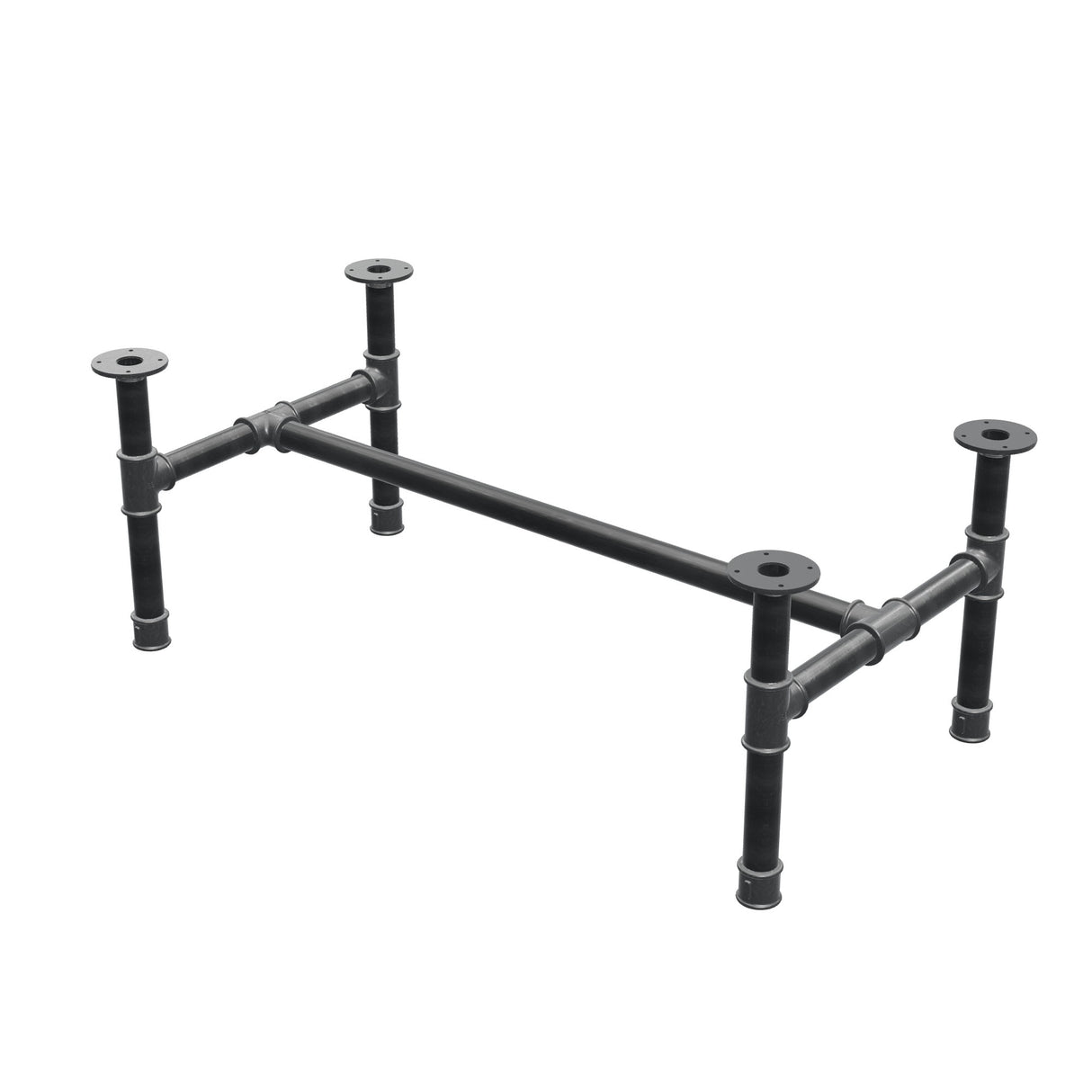 Piètement de table basse, structure en H, fonte et acier Ø 42 mm, 116 × 61 cm, hauteur 44 cm