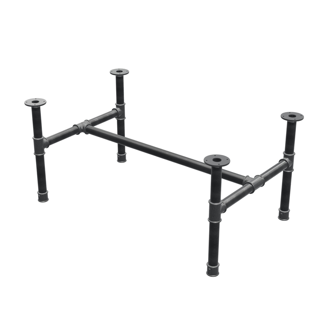 Piètement de table basse, structure en H, fonte et acier Ø 42 mm, 116 × 71 cm, hauteur 54 cm