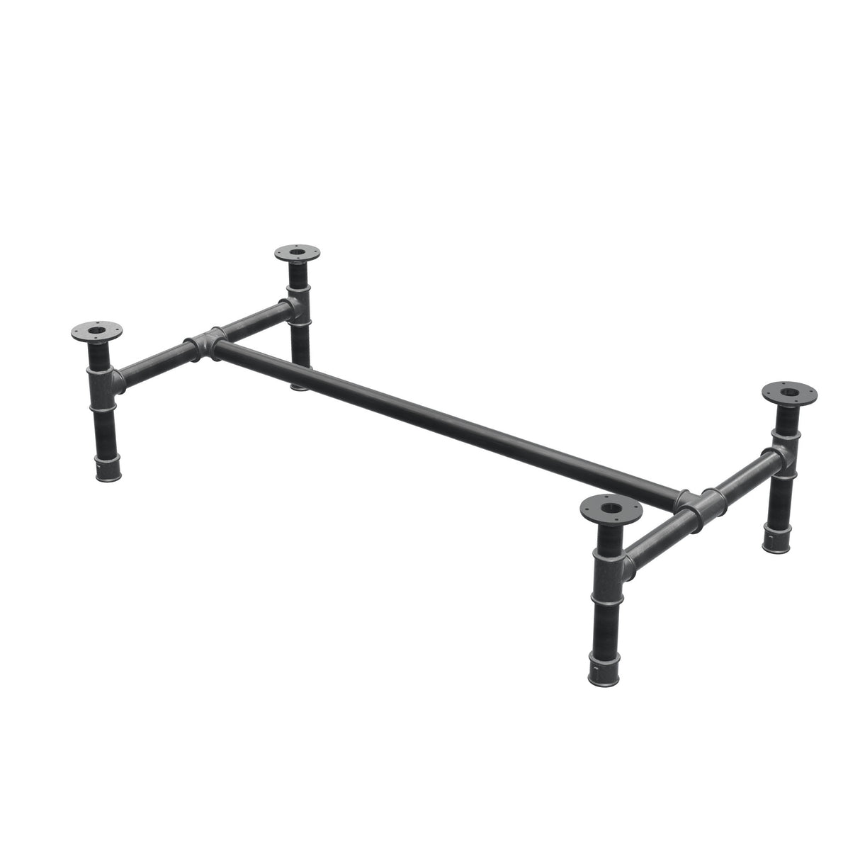 Piètement de table basse, structure en H, fonte et acier Ø 42 mm, 136 × 71 cm, hauteur 34 cm