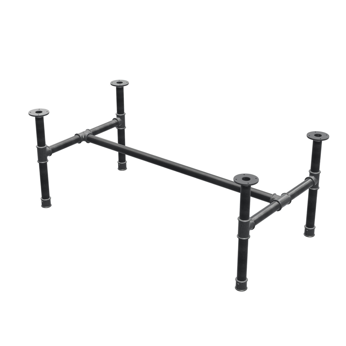 Piètement de table basse, structure en H, fonte et acier Ø 42 mm, 136 × 71 cm, hauteur 54 cm