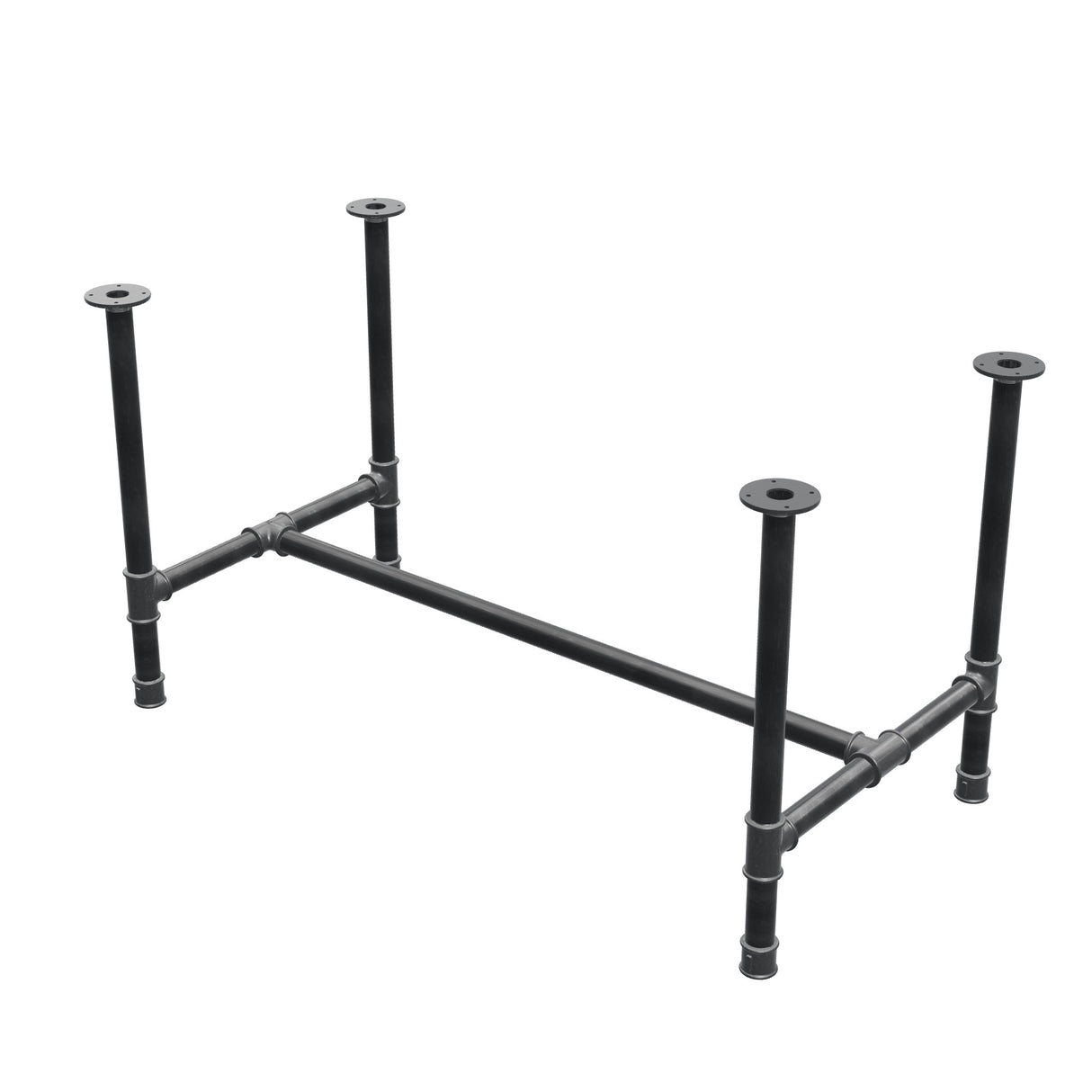 Piètement de table à manger, structure en H, fonte et acier Ø 42 mm, 136 × 71 cm, hauteur 74 cm