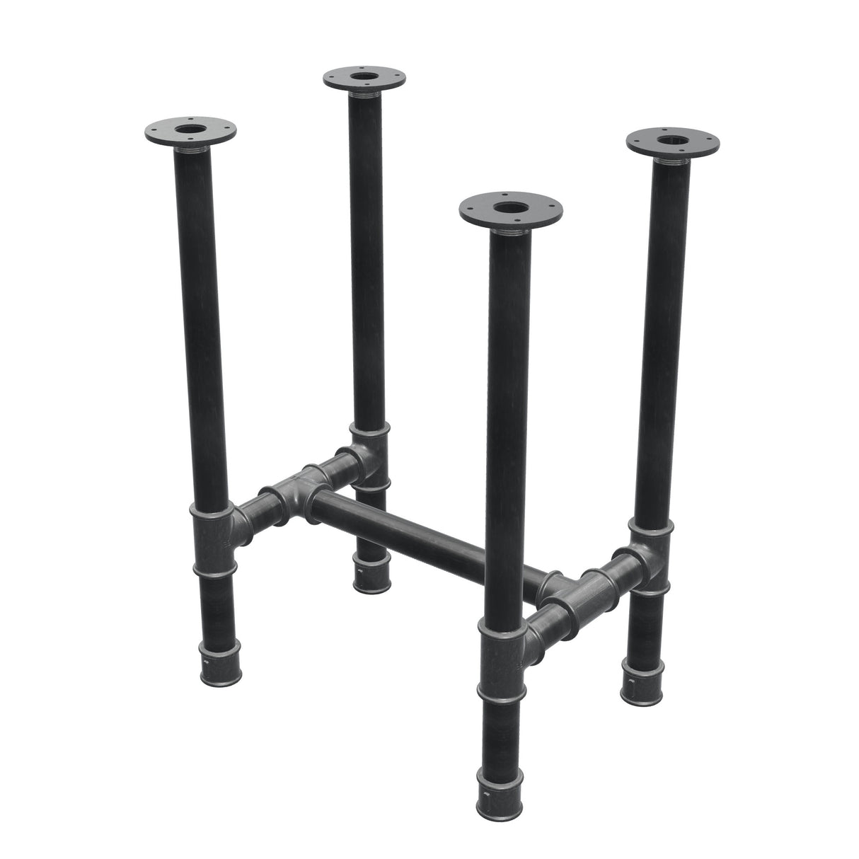 Piètement de table à manger, structure en H, fonte et acier Ø 42 mm, 56 × 41 cm, hauteur 74 cm