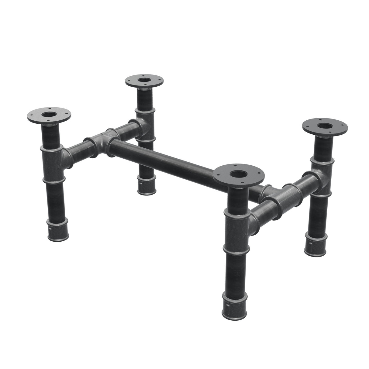 Piètement de table basse, structure en H, fonte et acier Ø 42 mm, 66 × 45 cm, hauteur 34 cm