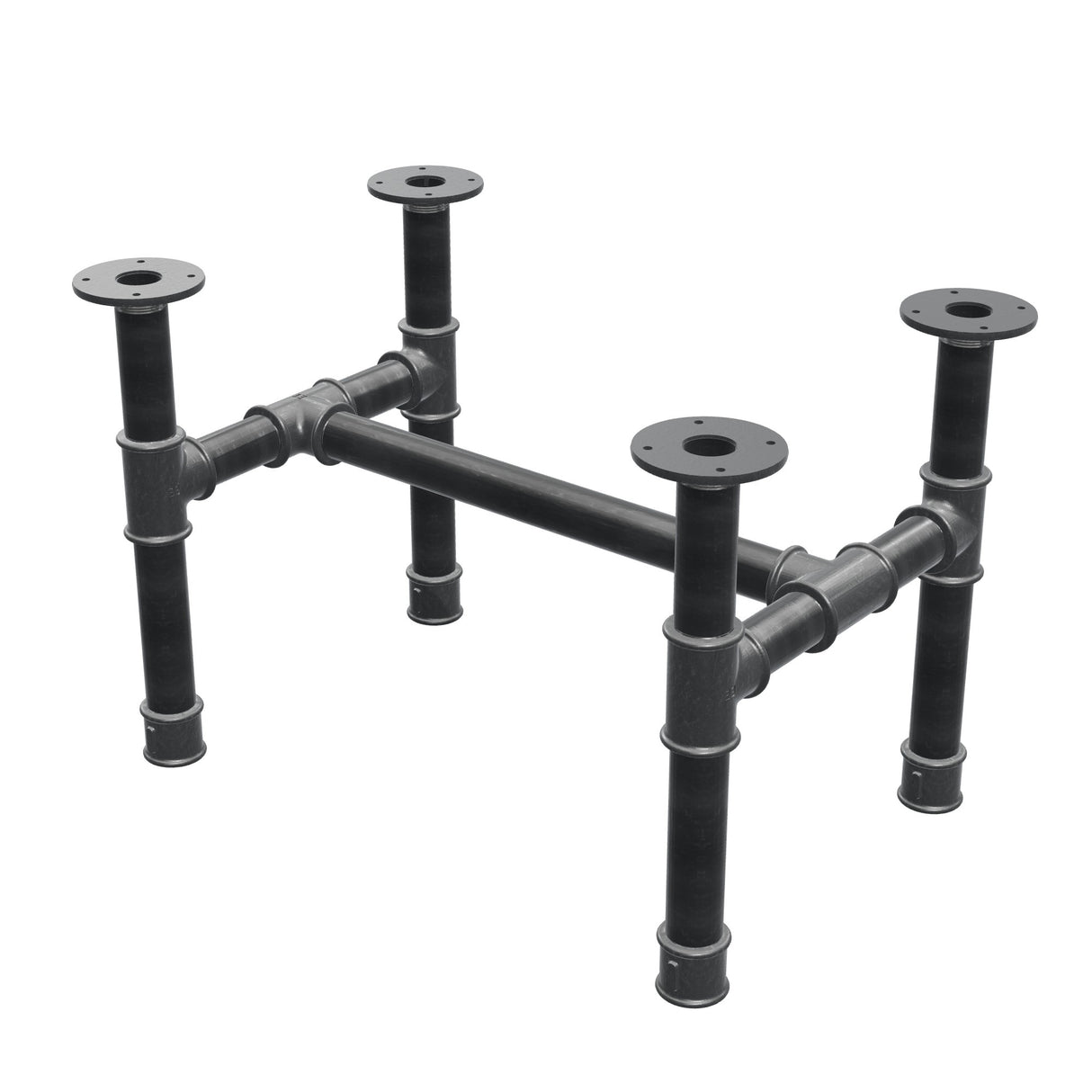 Piètement de table basse, structure en H, fonte et acier Ø 42 mm, 66 × 45 cm, hauteur 44 cm