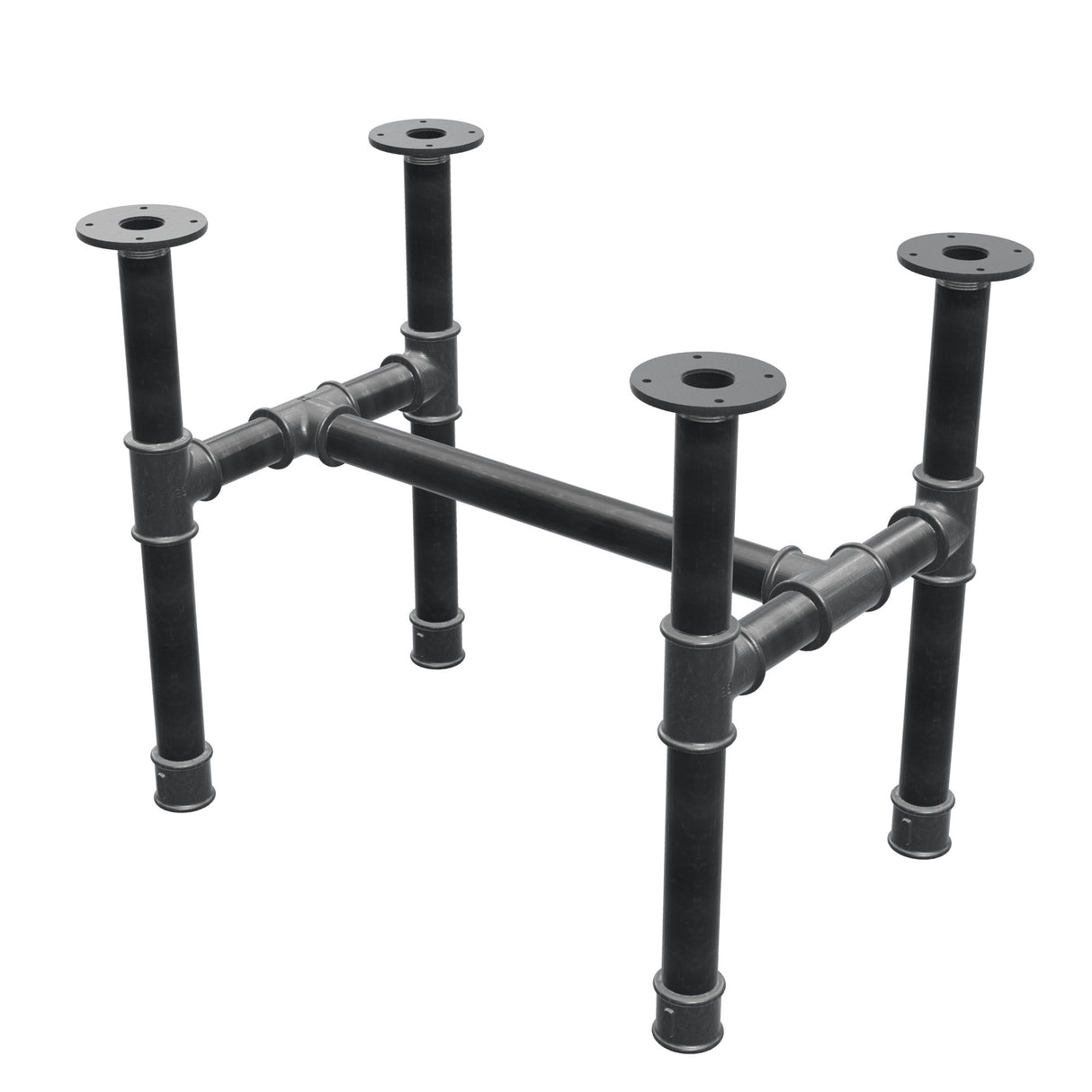 Piètement de table basse, structure en H, fonte et acier Ø 42 mm, 66 × 45 cm, hauteur 54 cm