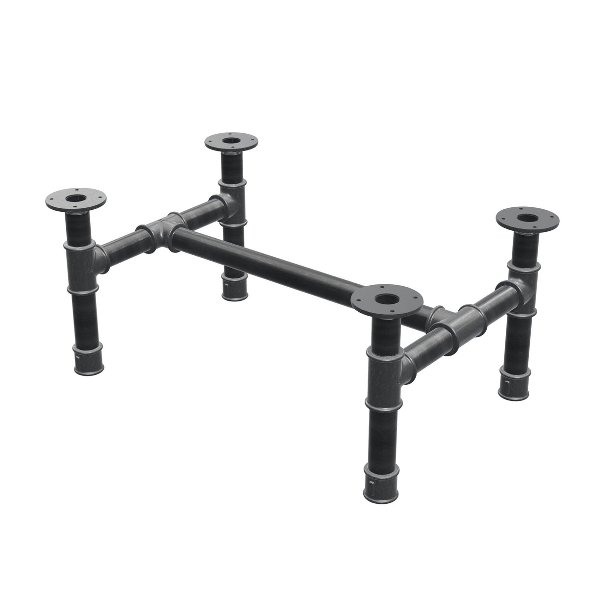Piètement de table basse, structure en H, fonte et acier Ø 42 mm, 76 × 51 cm, hauteur 34 cm
