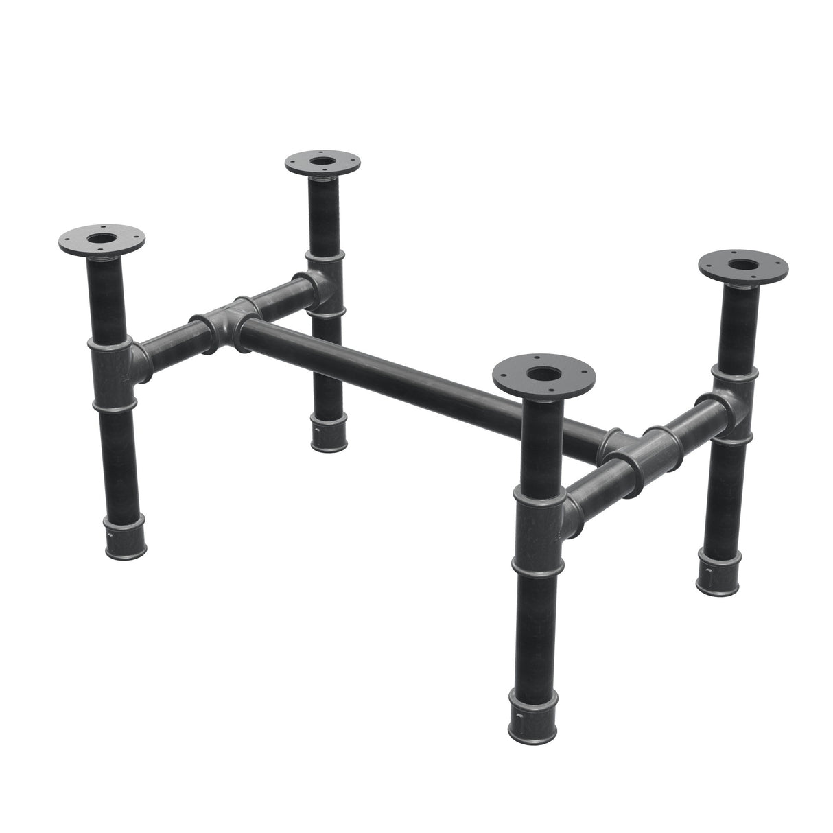 Piètement de table basse, structure en H, fonte et acier Ø 42 mm, 76 × 51 cm, hauteur 44 cm
