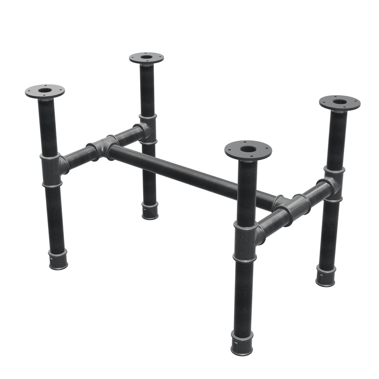 Piètement de table basse, structure en H, fonte et acier Ø 42 mm, 76 × 51 cm, hauteur 54 cm