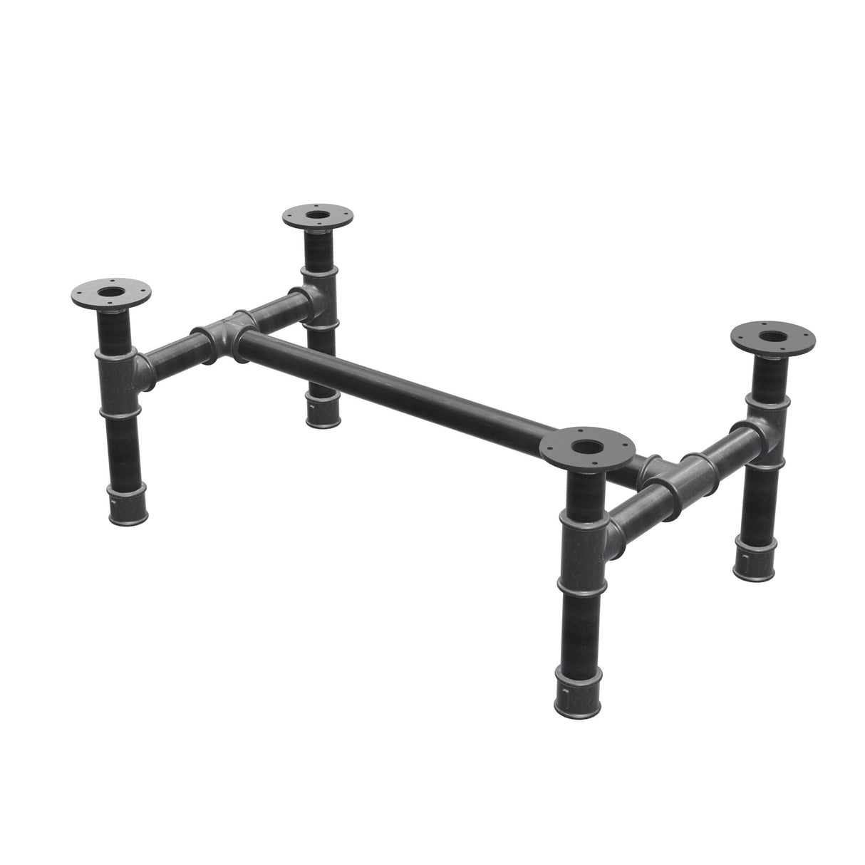 Piètement de table basse, structure en H, fonte et acier Ø 42 mm, 86 × 51 cm, hauteur 34 cm
