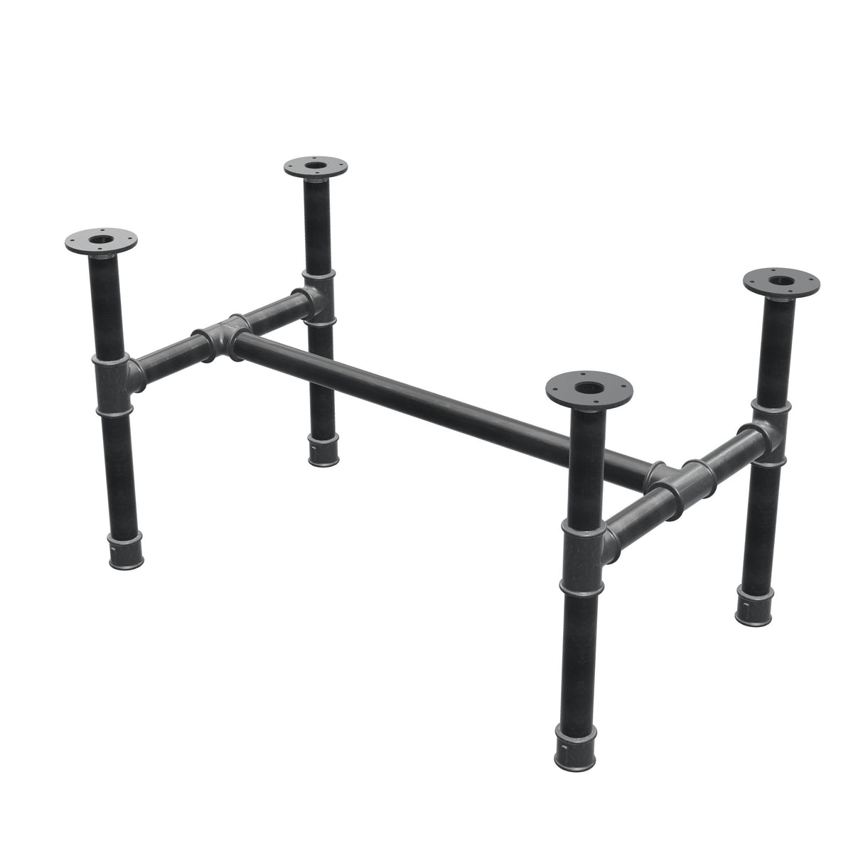 Piètement de table basse, structure en H, fonte et acier Ø 42 mm, 96 × 57 cm, hauteur 54 cm