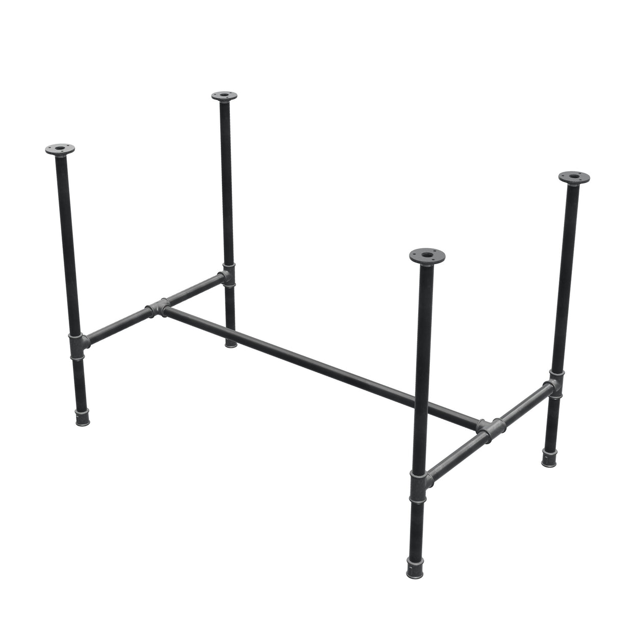 Piètement de table à manger, structure en H, fonte et acier Ø 27 mm, 111 × 65 cm, hauteur 74 cm
