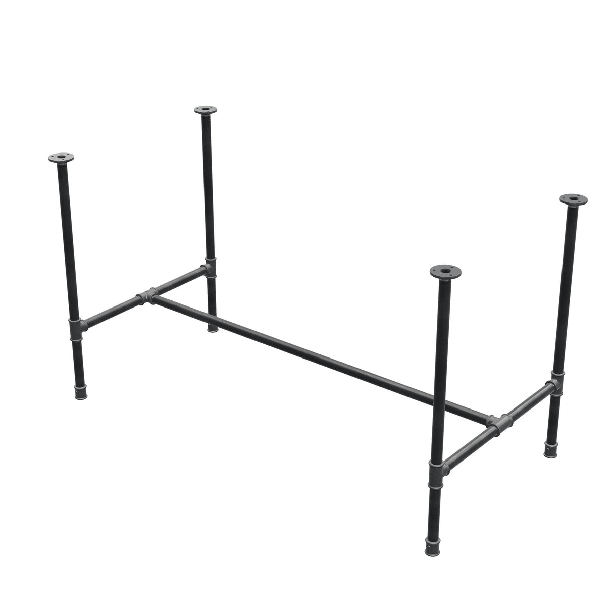 Piètement de table à manger, structure en H, fonte et acier Ø 27 mm, 131 × 65 cm, hauteur 74 cm