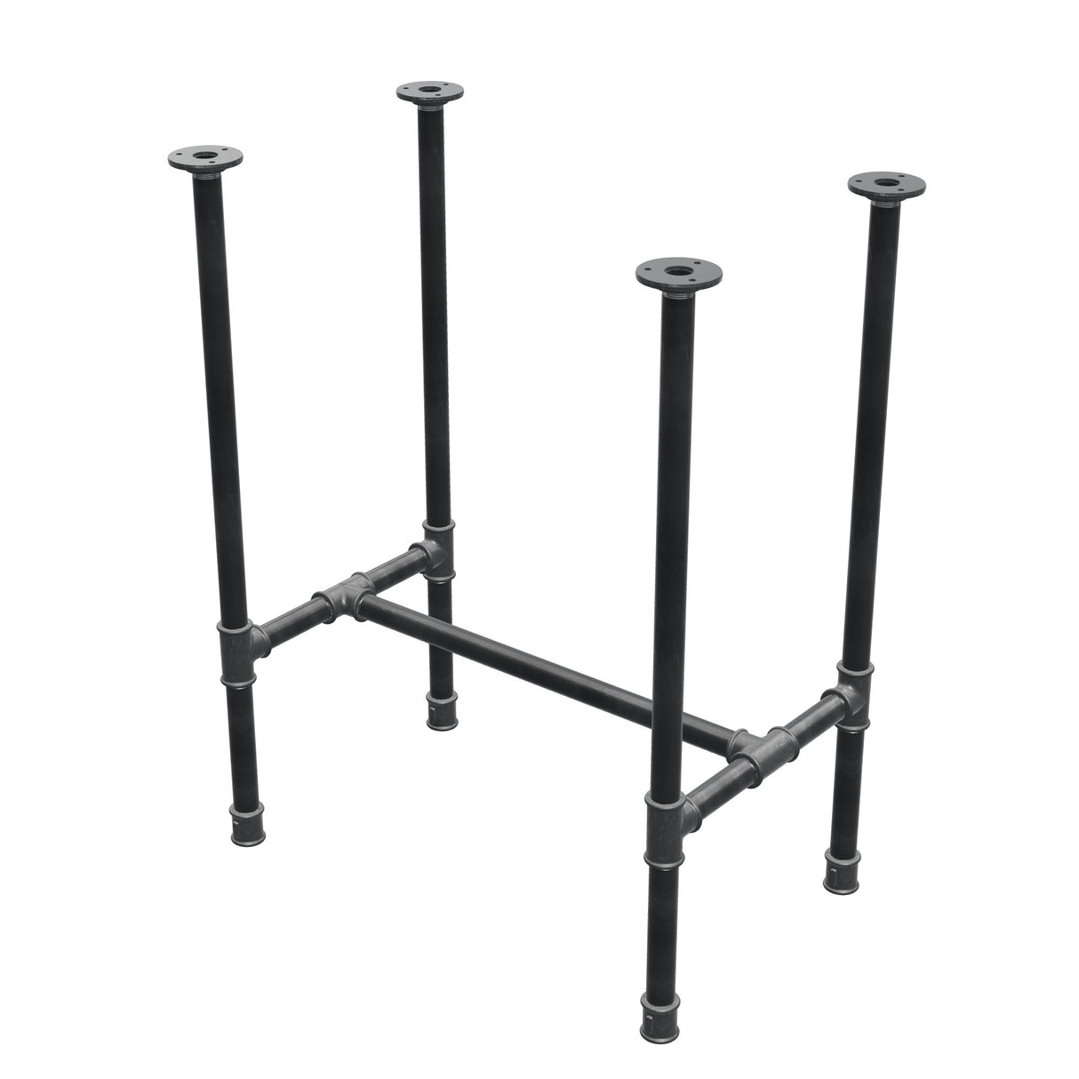 Piètement de table à manger, structure en H, fonte et acier Ø 27 mm, 61 × 39 cm, hauteur 74 cm