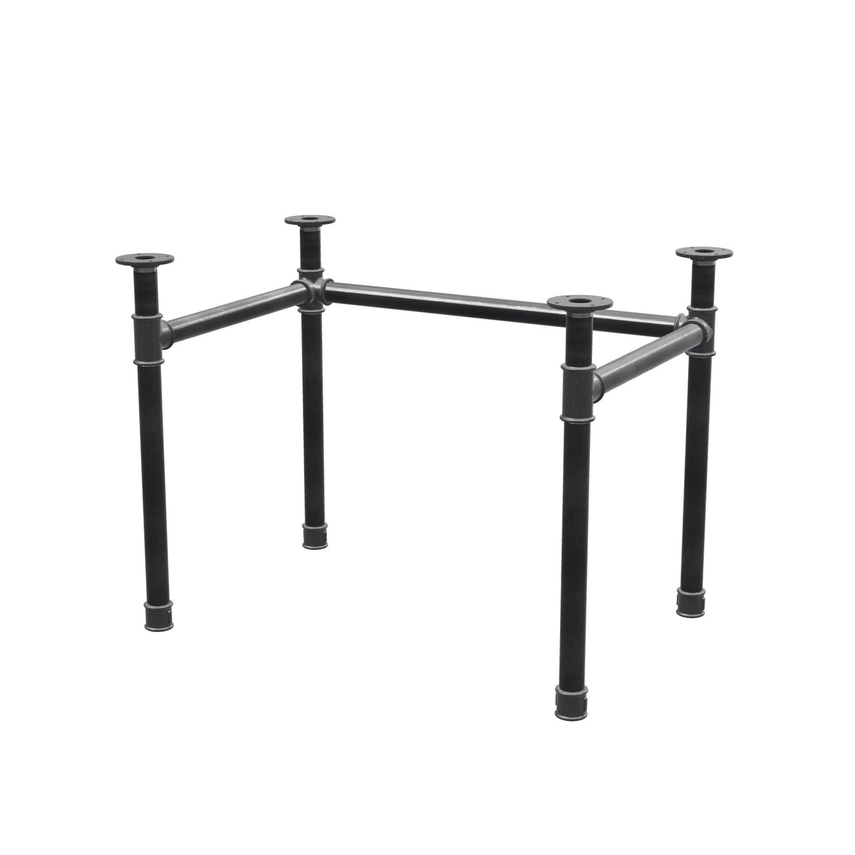 Piètement de bureau, châssis en U, fonte et acier Ø 42 mm, 96 × 66 cm, hauteur 70 cm