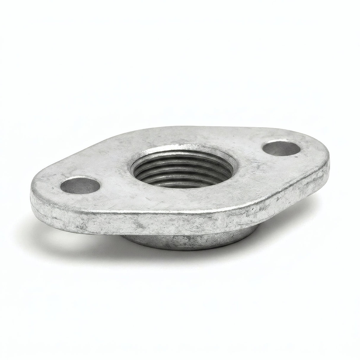Platine ovale 2 trous fonte galvanisée - photo produit fond blanc 3