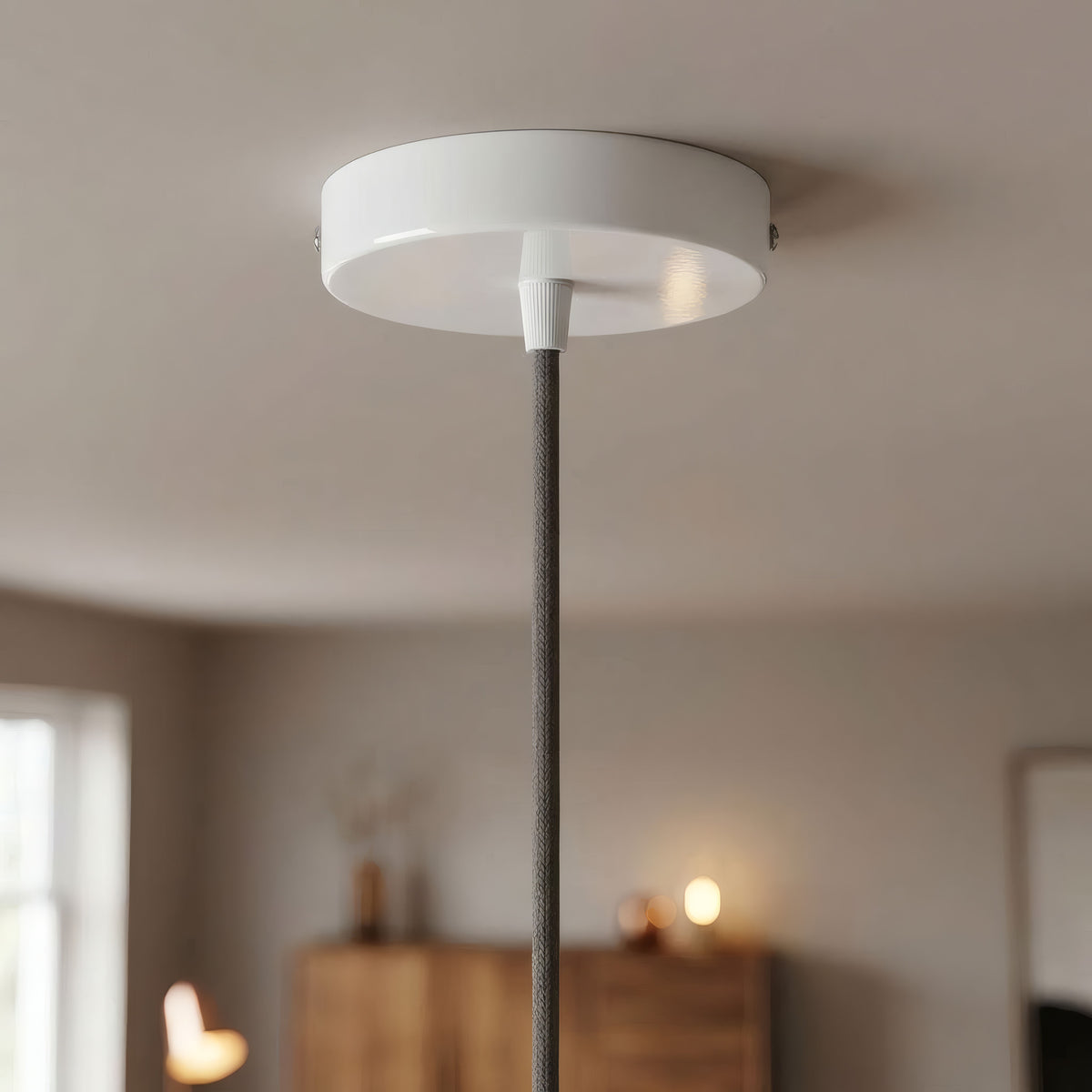 Rosace cylindrique en métal, Ø 120 mm — Conique thermoplastique / Blanc brillant