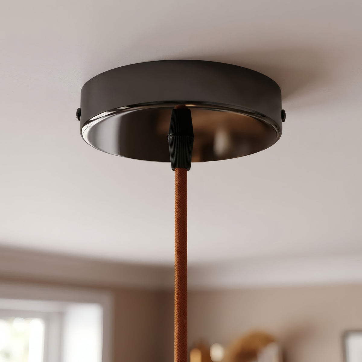 Rosace cylindrique en métal, Ø 120 mm — Conique thermoplastique / Perle noire