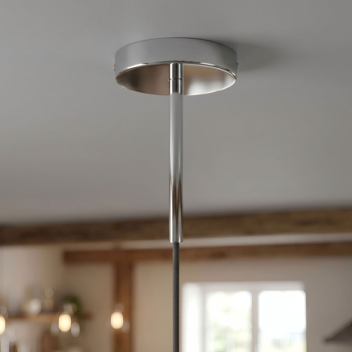 Rosace cylindrique en métal avec serre-câble de 15 cm — Chromé