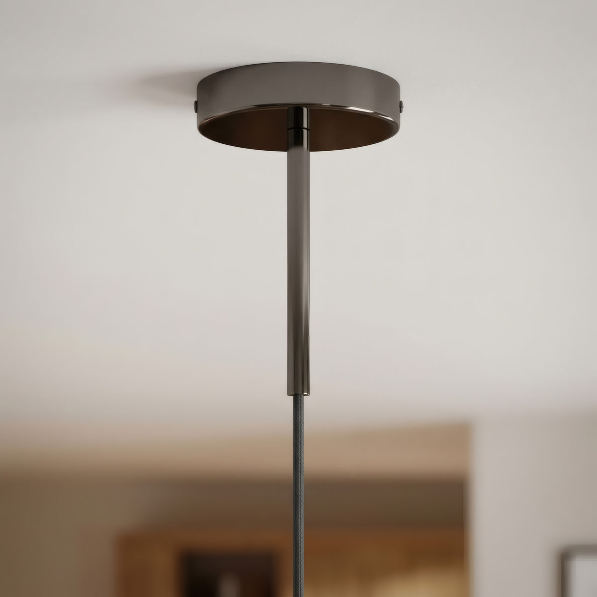 Rosace cylindrique en métal avec serre-câble de 15 cm — Perle noire