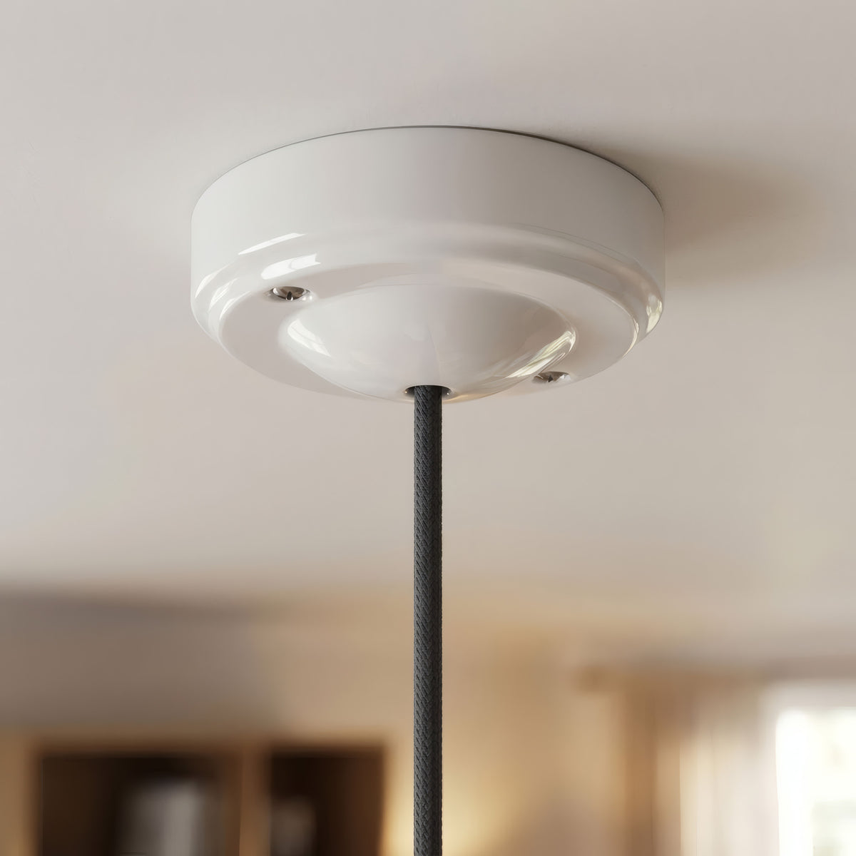 Rosace minimaliste en porcelaine, Ø 100 mm — Blanc