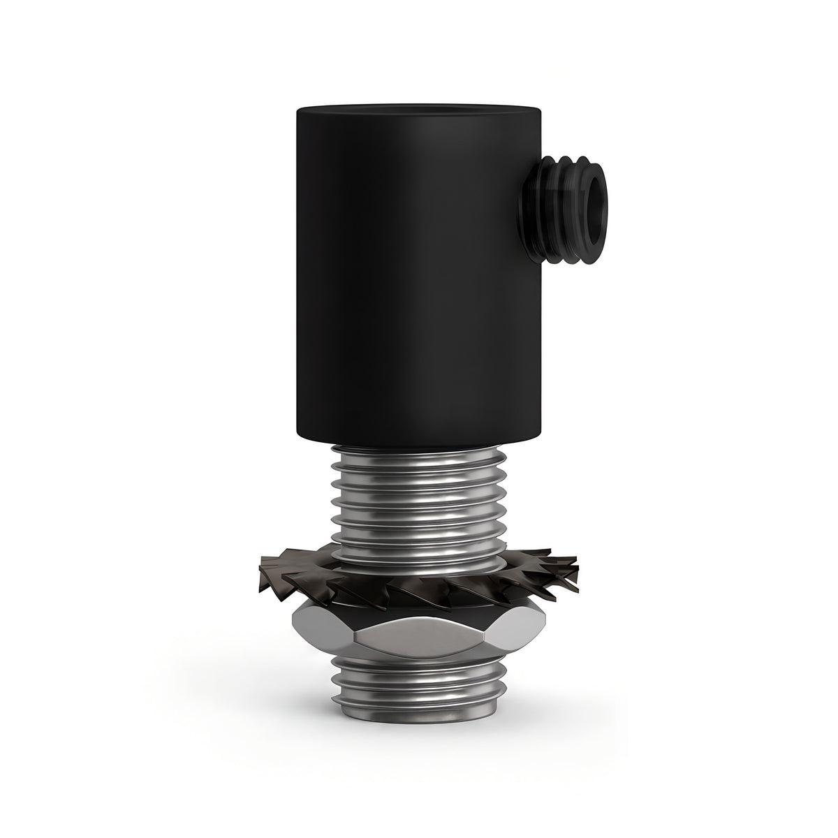 Serre-câble cylindrique en métal M10x1, écrou et rondelle — Noir