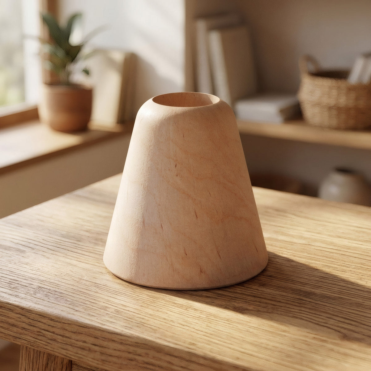 Socle de lampe conique en bois d'aulne pour douille E27