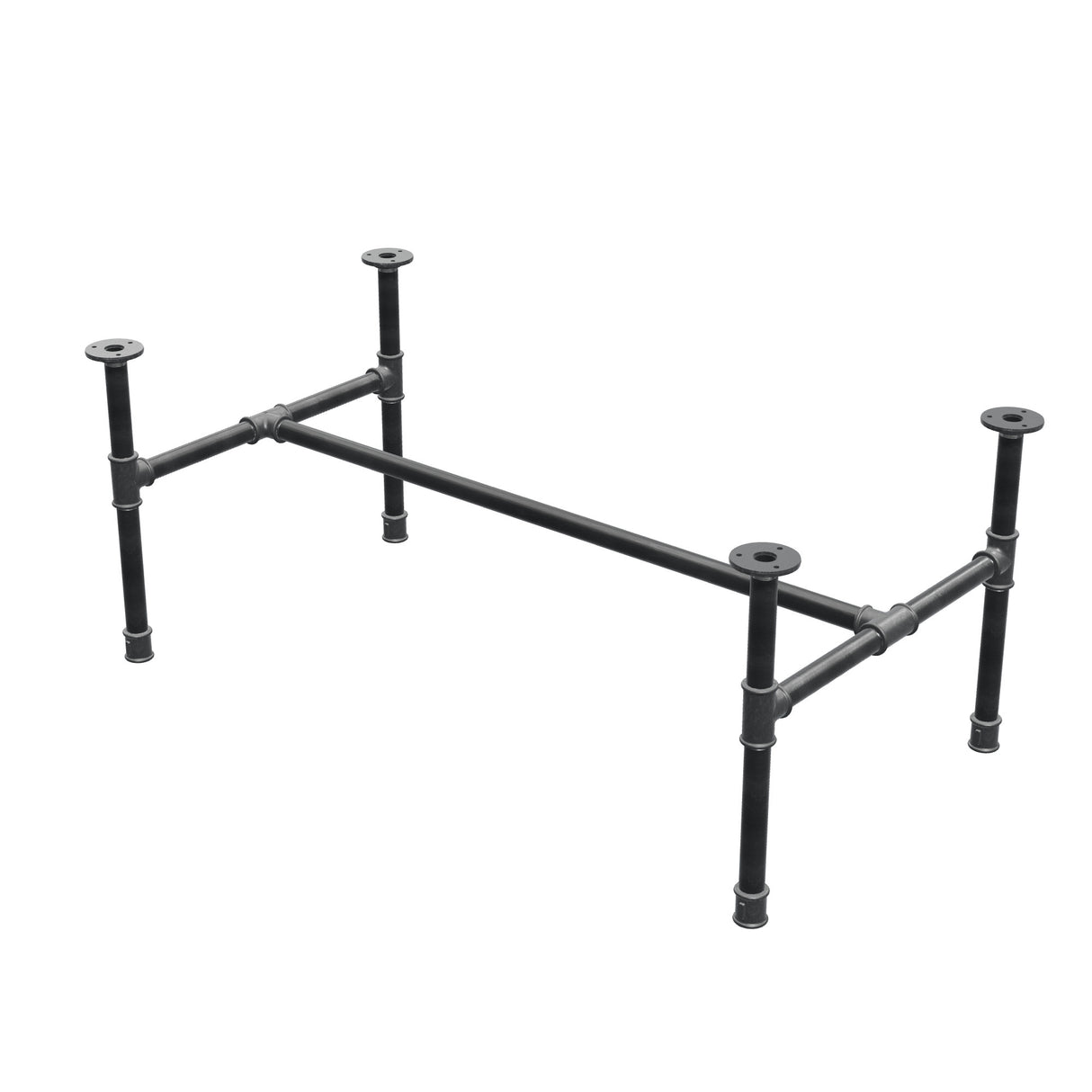 Piètement de table basse industrielle en fonte, structure en H, 101 × 55 cm, hauteur 42 cm, vue trois quarts
