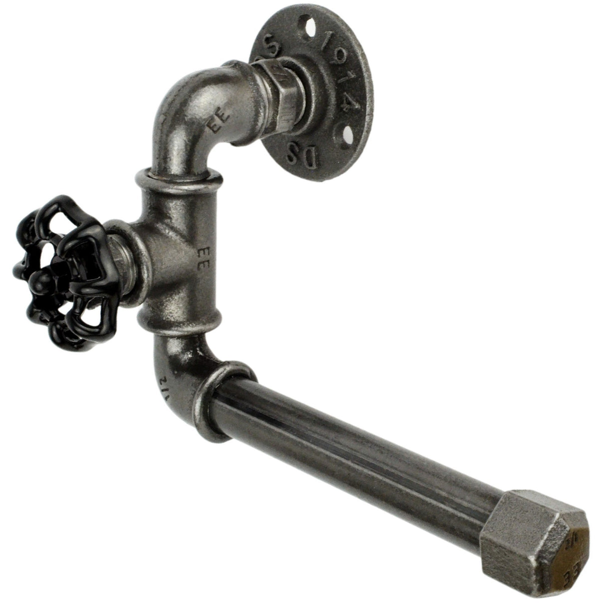 Dérouleur papier WC vanne noire | Modèle 3, petit volant fonte