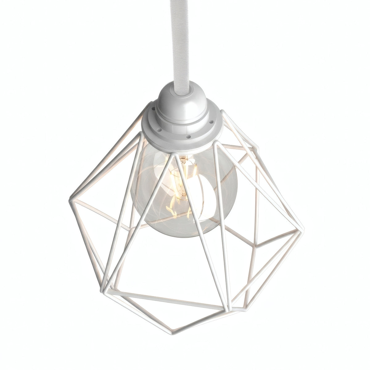 Abat-jour cage diamant en métal à facettes pour douille E27 — Blanc