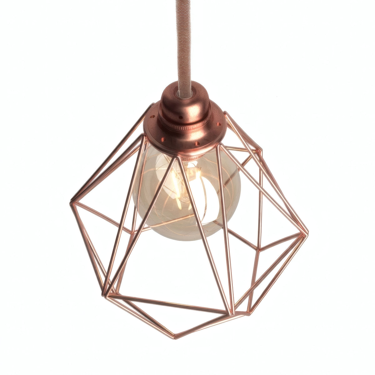Abat-jour cage diamant en métal à facettes pour douille E27 — Cuivre