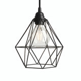 Abat-jour cage diamant en métal à facettes pour douille E27 — Noir