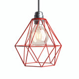 Abat-jour cage diamant en métal à facettes pour douille E27 — Rouge