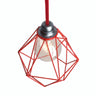 Abat-jour cage diamant en métal à facettes pour douille E27 — Rouge