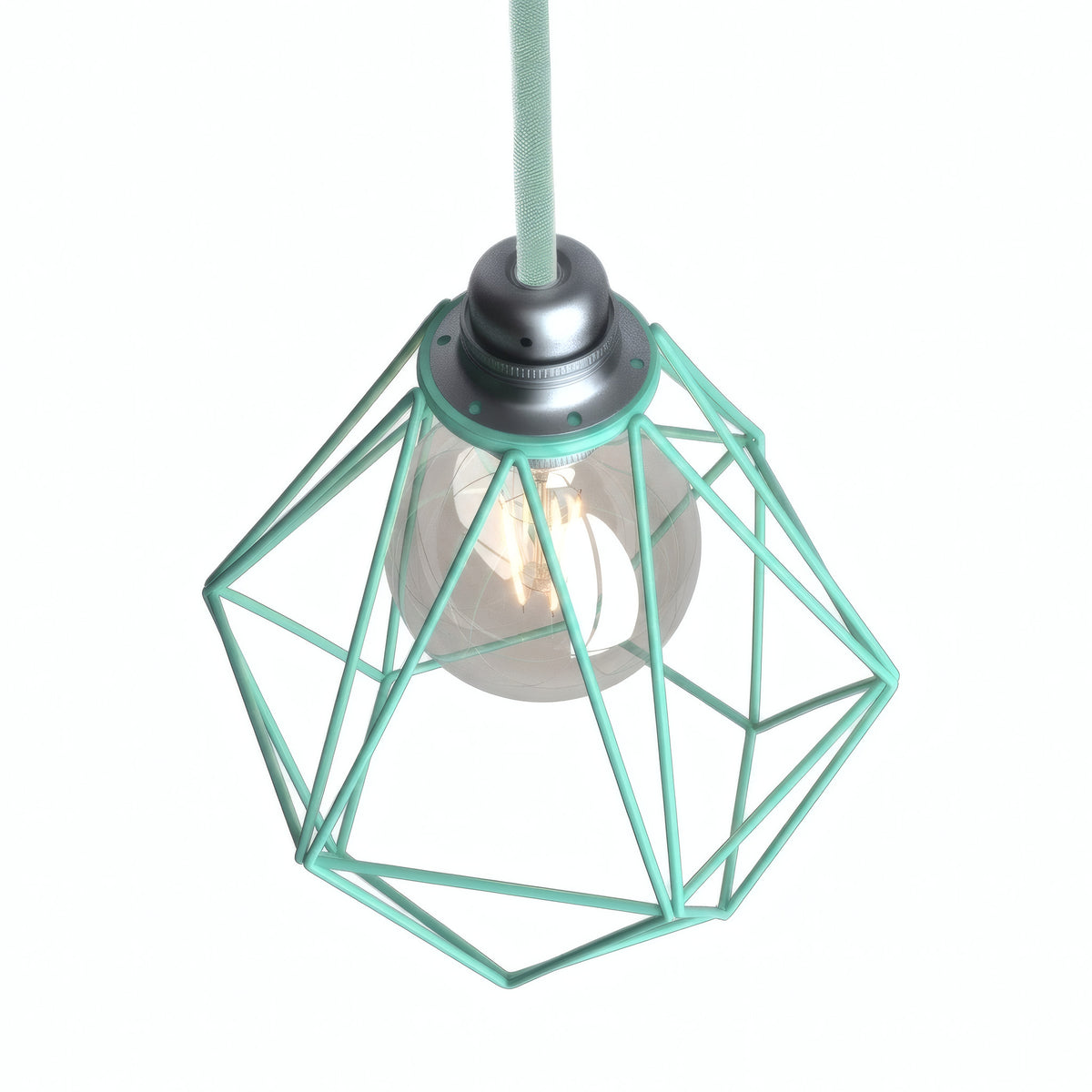 Abat-jour cage diamant en métal à facettes pour douille E27 — Turquoise