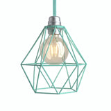 Abat-jour cage diamant en métal à facettes pour douille E27 — Turquoise