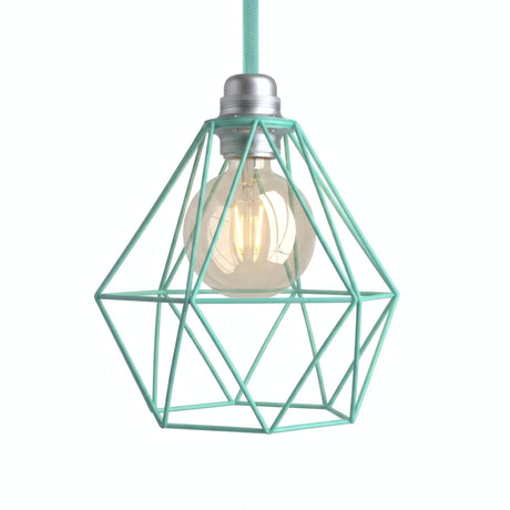 Abat-jour cage diamant en métal à facettes pour douille E27 — Turquoise