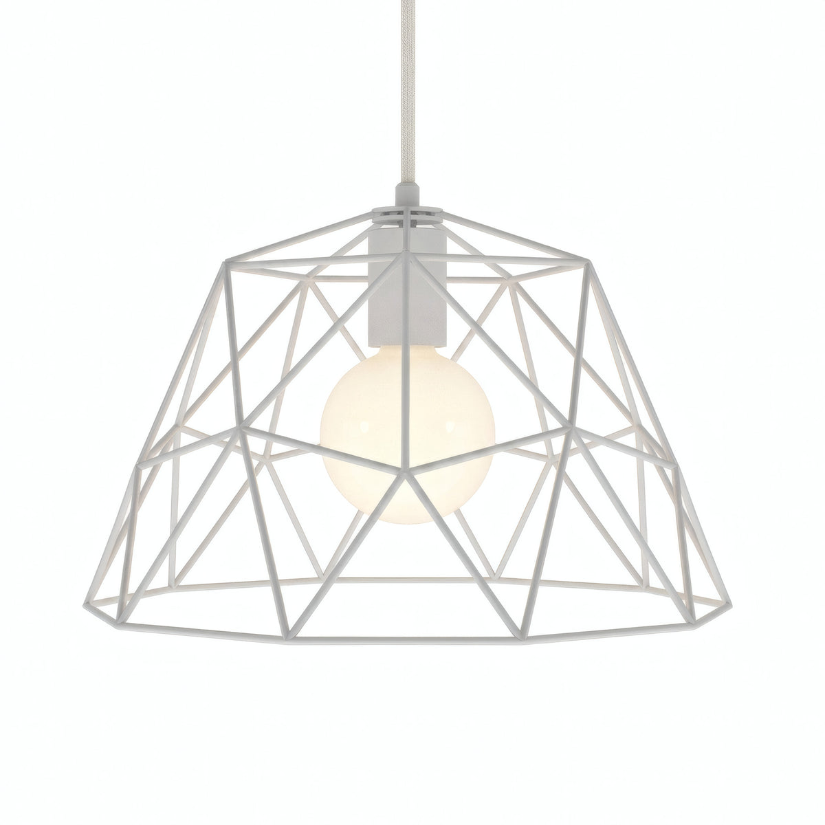 Abat-jour cage dôme XL en métal Ø 35 cm avec douille E27 — Blanc
