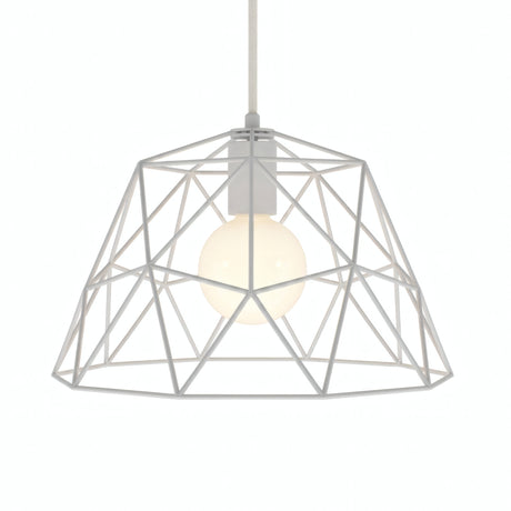 Abat-jour cage dôme XL en métal Ø 35 cm avec douille E27 — Blanc