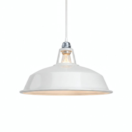 Abat-jour cloche en métal émaillé Ø 38 cm pour douille E27 — Blanc