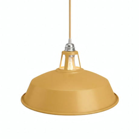 Abat-jour cloche en métal émaillé Ø 38 cm pour douille E27 — Jaune moutarde