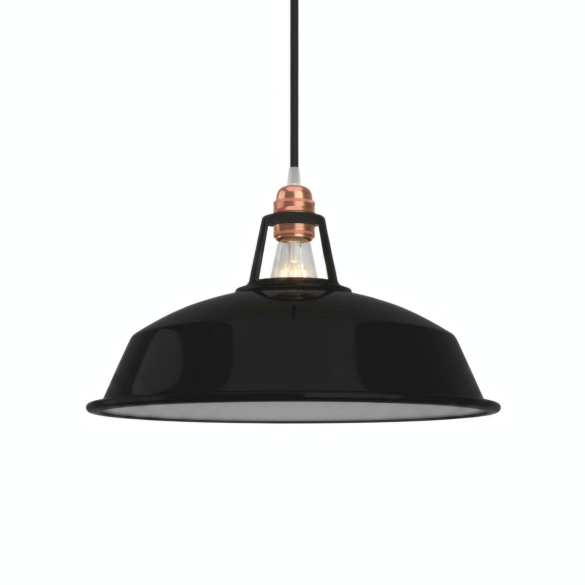 Abat-jour cloche en métal émaillé Ø 38 cm pour douille E27 — Noir