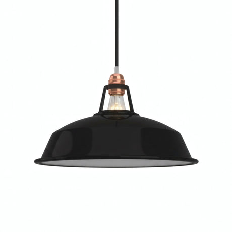 Abat-jour cloche en métal émaillé Ø 38 cm pour douille E27 — Noir