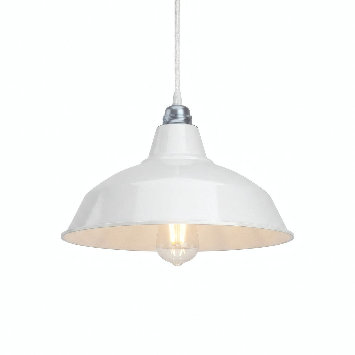Abat-jour conique en métal peint Ø 30 cm pour douille E27 — Blanc