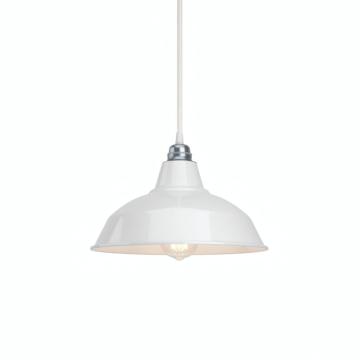 Abat-jour conique en métal peint Ø 30 cm pour douille E27 — Blanc