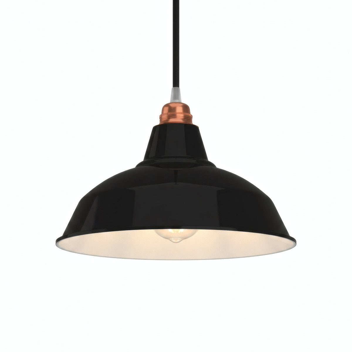 Abat-jour conique en métal peint Ø 30 cm pour douille E27 — Noir
