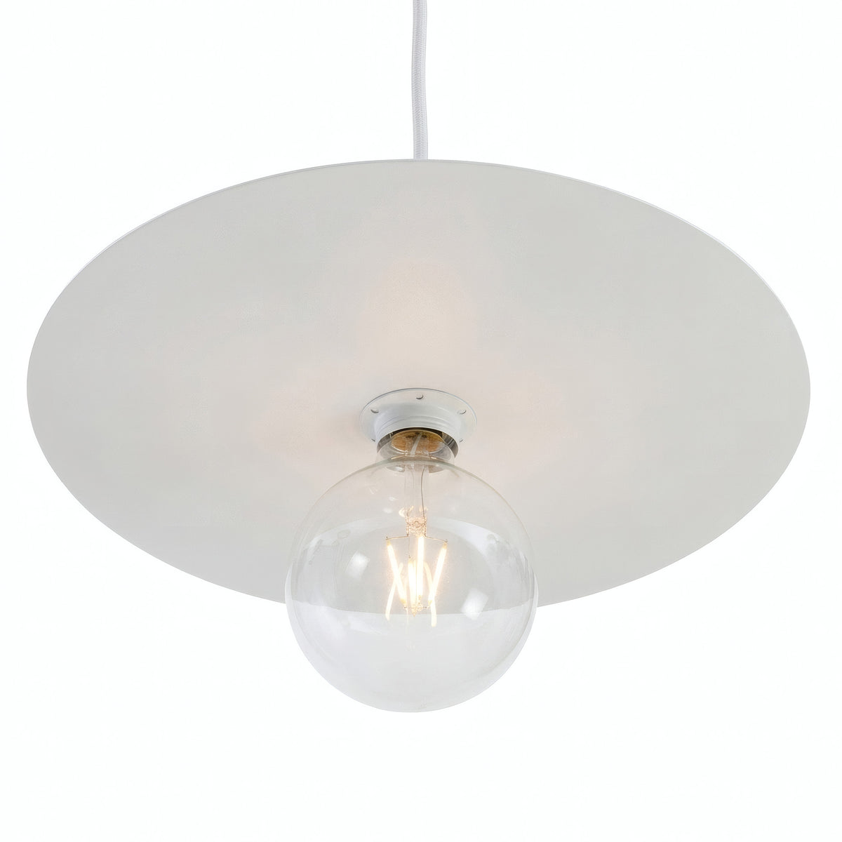Abat-jour disque plat en fer Ø 40 cm pour douille E27 — Blanc