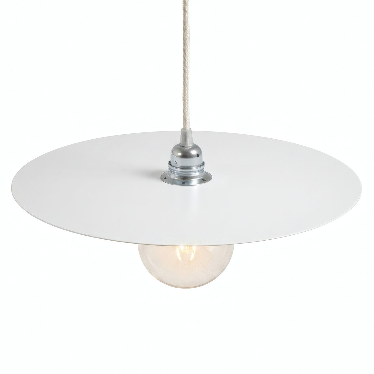 Abat-jour disque plat en fer Ø 40 cm pour douille E27 — Blanc