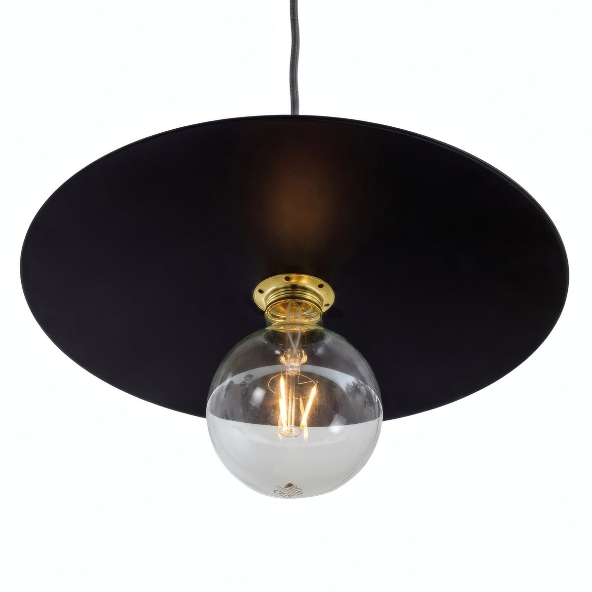 Abat-jour disque plat en fer Ø 40 cm pour douille E27 — Noir
