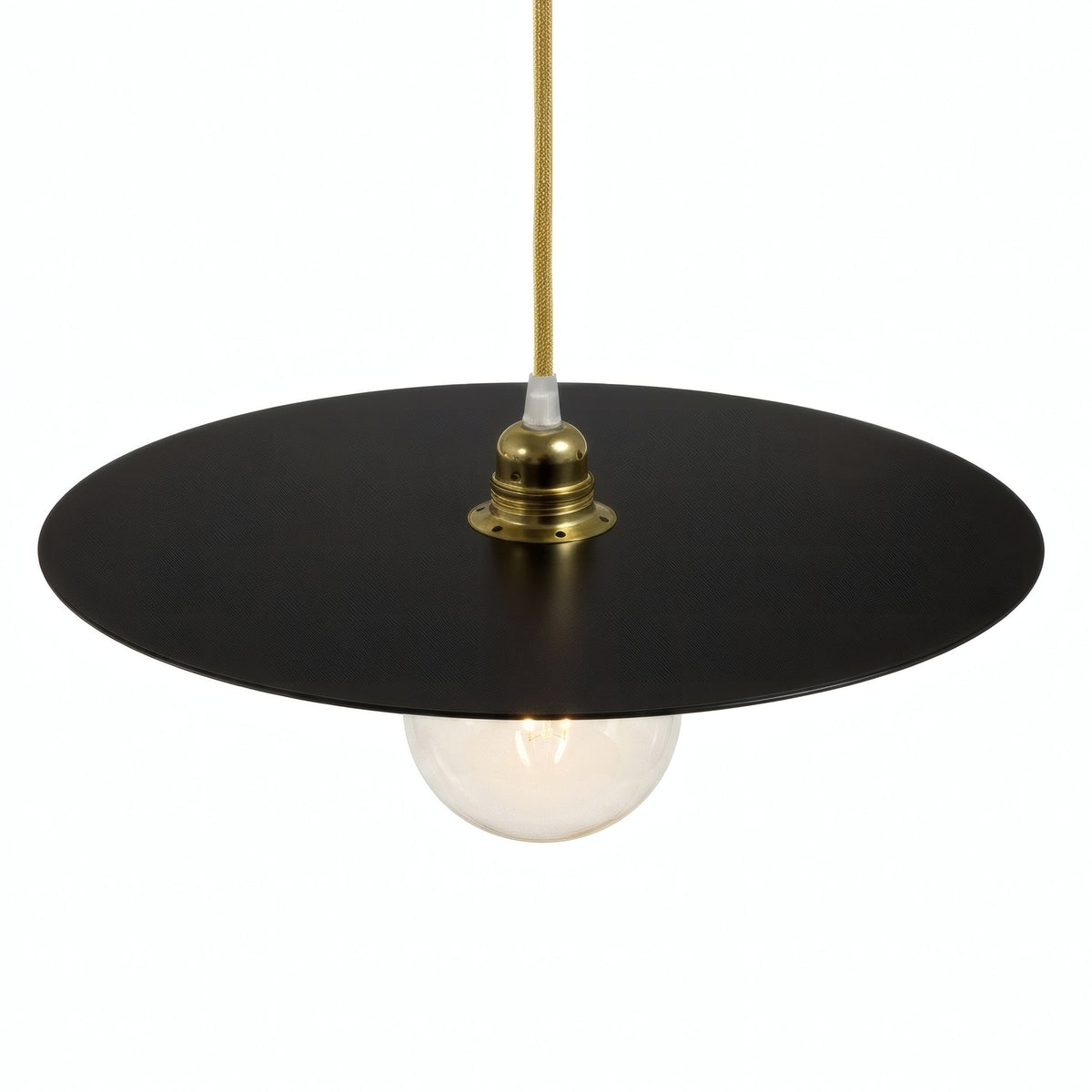 Abat-jour disque plat en fer Ø 40 cm pour douille E27 — Noir