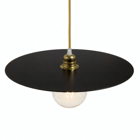 Abat-jour disque plat en fer Ø 40 cm pour douille E27 — Noir